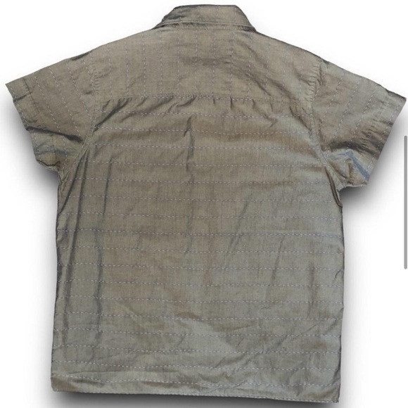 Striped‎ Short Sleeve Button Up Shirt Multi Stitch Knit Retro Mens Large Casual - Picture 4 of 7